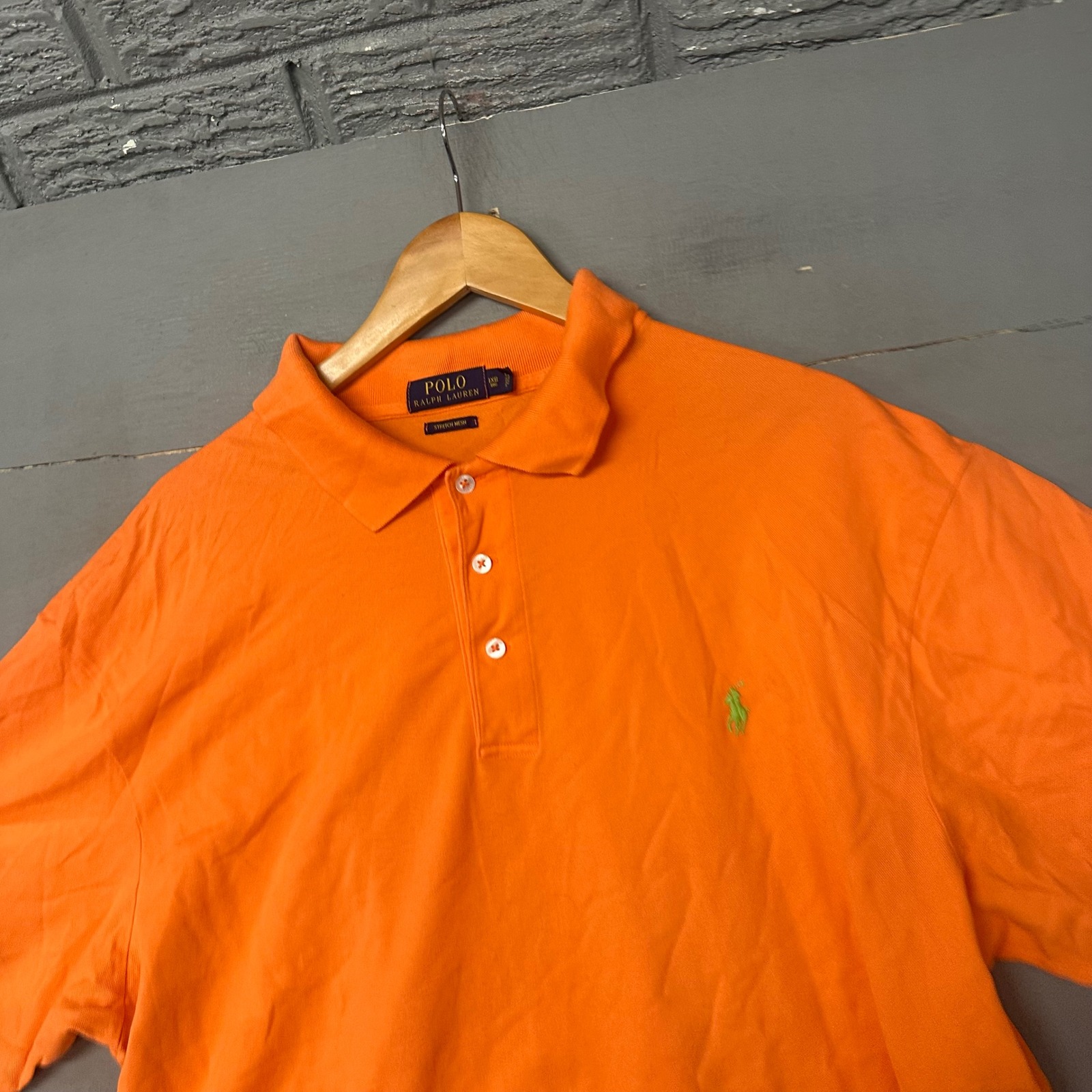 Polo Ralph Lauren Mens Orange Stretch Mesh Short Sleeve Polo Shirt 1xb Big
